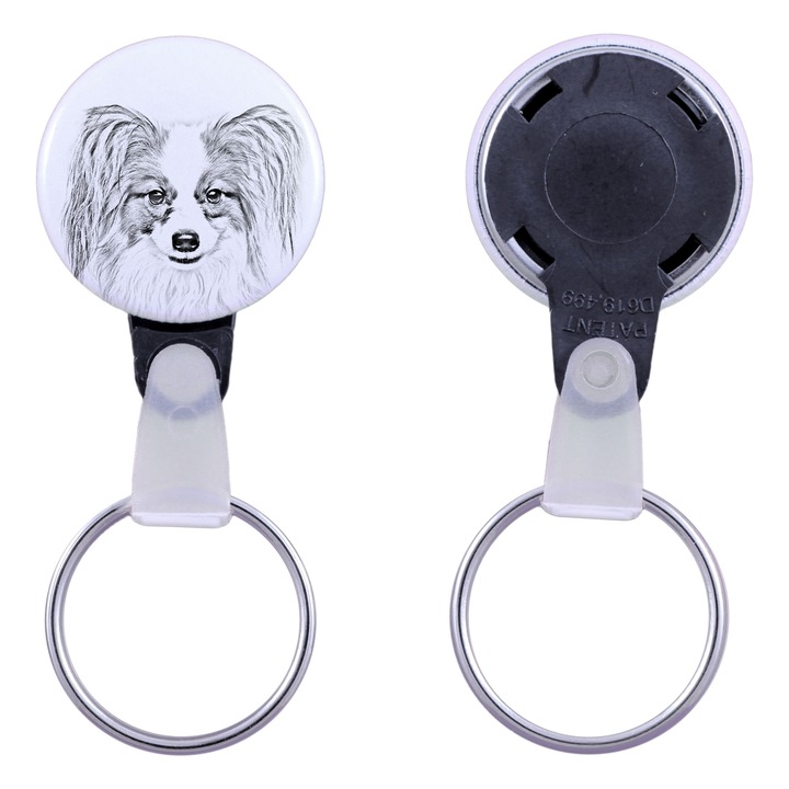 Papillon kutya kulcstartó, Art-Dog, akril, 2,5cm, személyre szabható