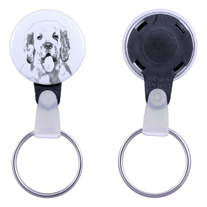 Clumber spániel kulcstartó, Art-Dog, akril, 2,5cm, személyre szabható