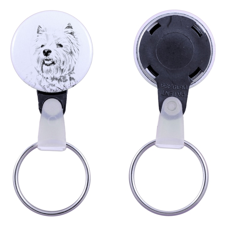West Highland White Terrier kulcstartó, Art-Dog, akril, 2,5 cm, személyre szabható