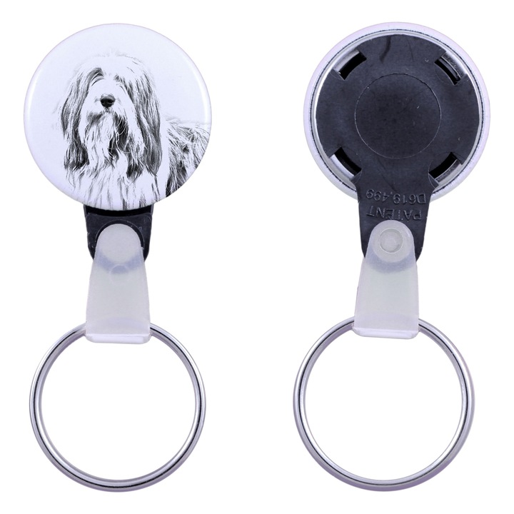 Kulcstartó kutyával, Bearded Collie, Art-Dog, akril, 2,5cm, személyre szabható