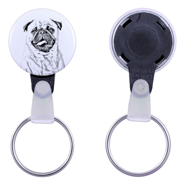 Mopsz kutya kulcstartó, Art-Dog, akril, 2,5 cm