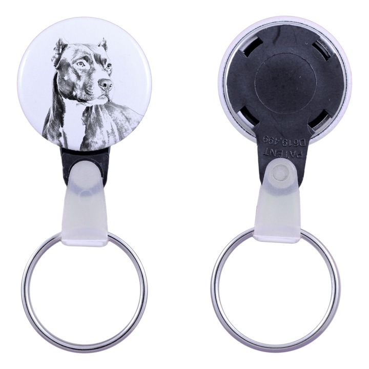 Kulcstartó amerikai pit bull terrier kutyával, Art-Dog, akril, 2,5 cm, személyre szabott design elérhető