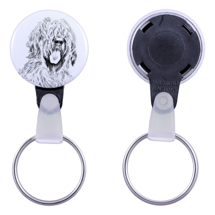 Breloc cu portret de caine Briard, Art-Dog, 2.5cm, design personalizat disponibil