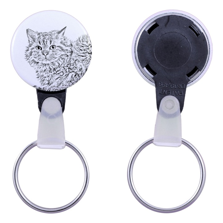 Kulcstartó Selkirk Rex macska portréval, Art-Dog, 2.5cm, kézzel készített