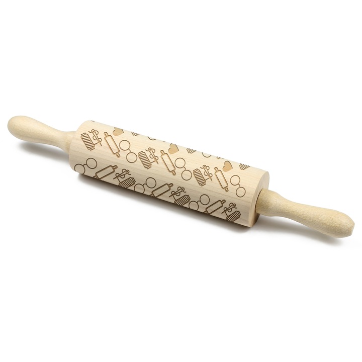 Sucitoare grawerowana Art-Dog, 40cm, pentru decorarea prajiturilor, din lemn de fag
