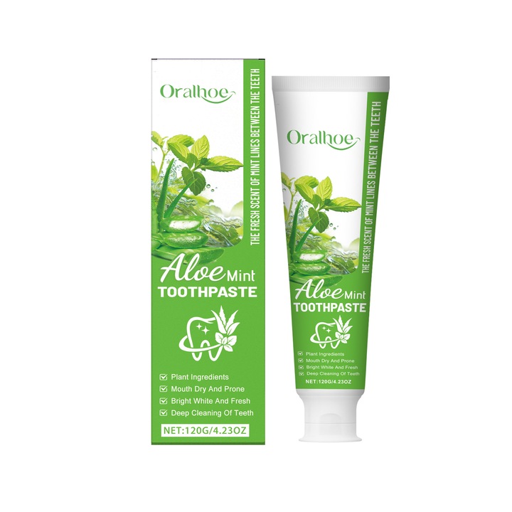 Aloe menta fogkrém, ORALHOE, 120g, gyengéd ápolás, frissítő hatás