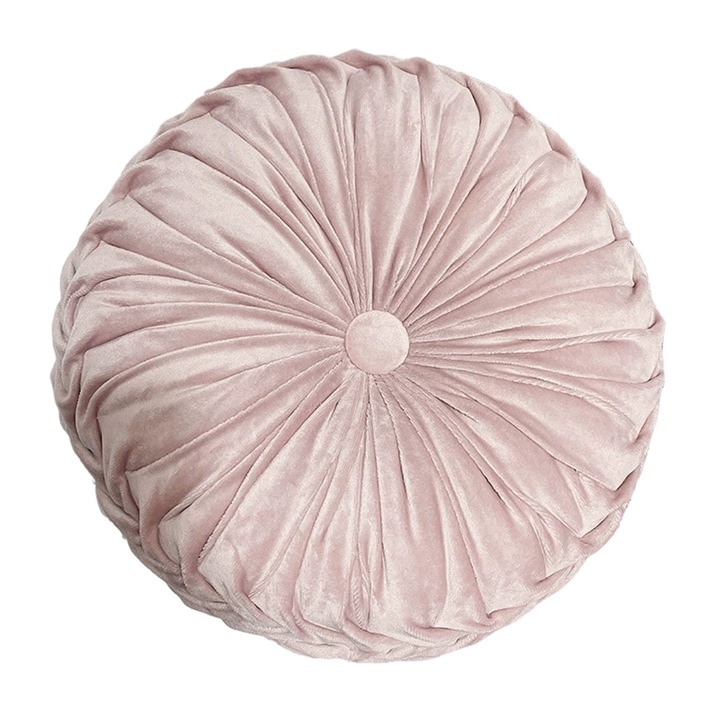 Perne decorative, Perne rotunde din catifea, culoare uniforma, set de 2, pentru living