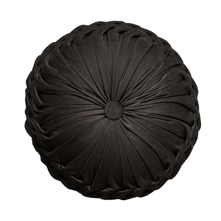 Perne decorative, Perne rotunde din catifea, culoare uniforma, set de 2, pentru living