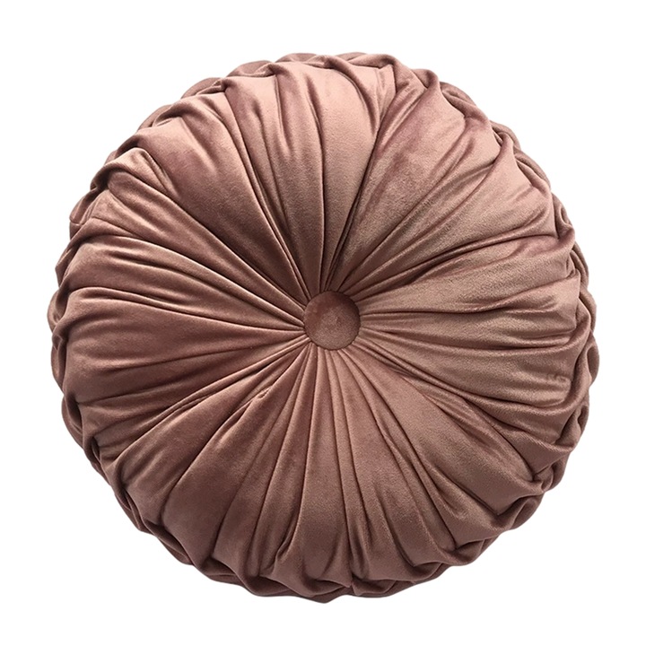 Perne decorative, Perne rotunde din catifea, culoare uniforma, set de 2, pentru living