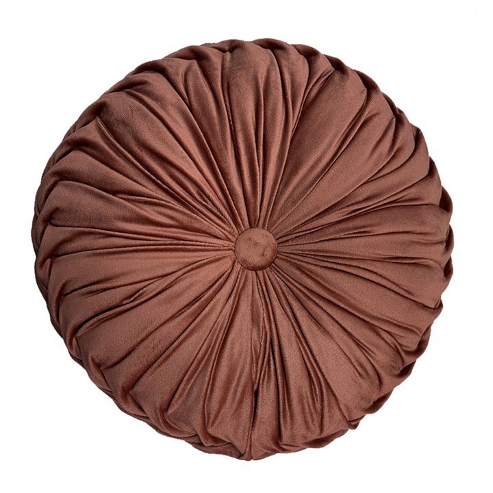 Perne decorative, Perne rotunde din catifea, culoare uniforma, set de 2, pentru living