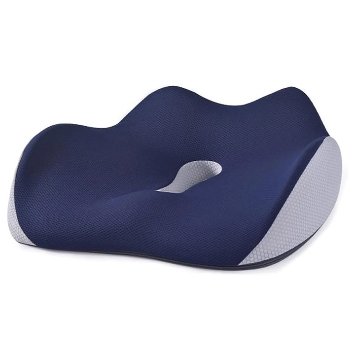 Ортопедична възглавница за стол, Serene Sitz, мемори пяна, ергономичен дизайн, синя