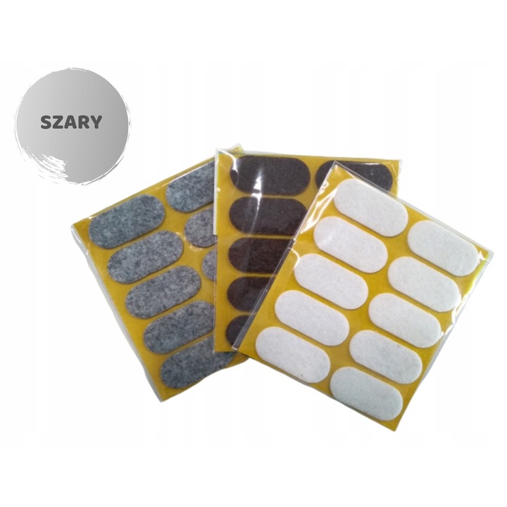 Pachet 10 bucati, suporturi autoadezive din fetru, Gold tools, elipsa 20x44mm, gri, 3mm