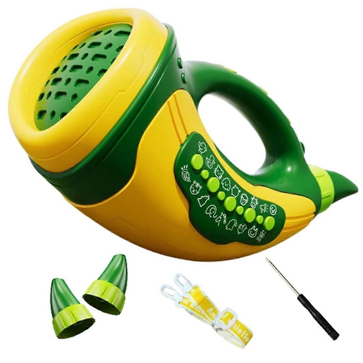 Zenei kürt gyerekeknek 30 állathanggal, műanyag, zöld/sárga