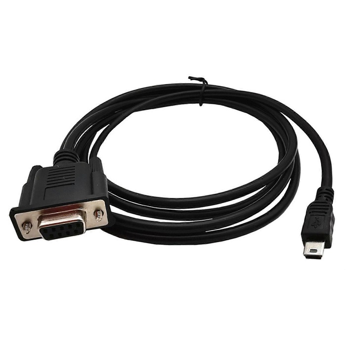 Adaptor USB la RS232 DB9, 180 cm, cablu mini 5 pini, negru