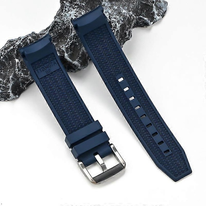 Curea de ceas 21mm pentru Tissot Seastar 1853 T120, FKM, rezistenta la apa, bleumarin, lungime 85+122mm