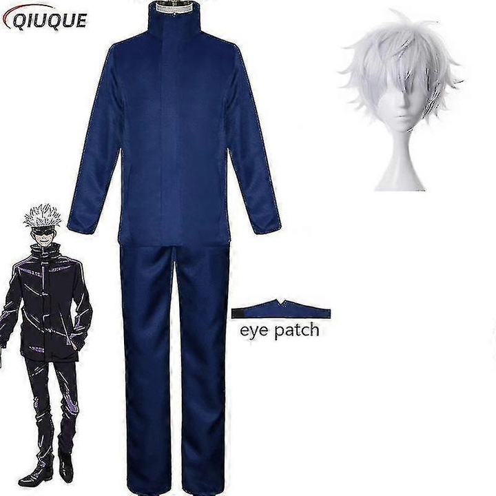 Costum cu peruca Cosplay Jujutsu Kaisen Gojo Satoru, albastru, 3XL