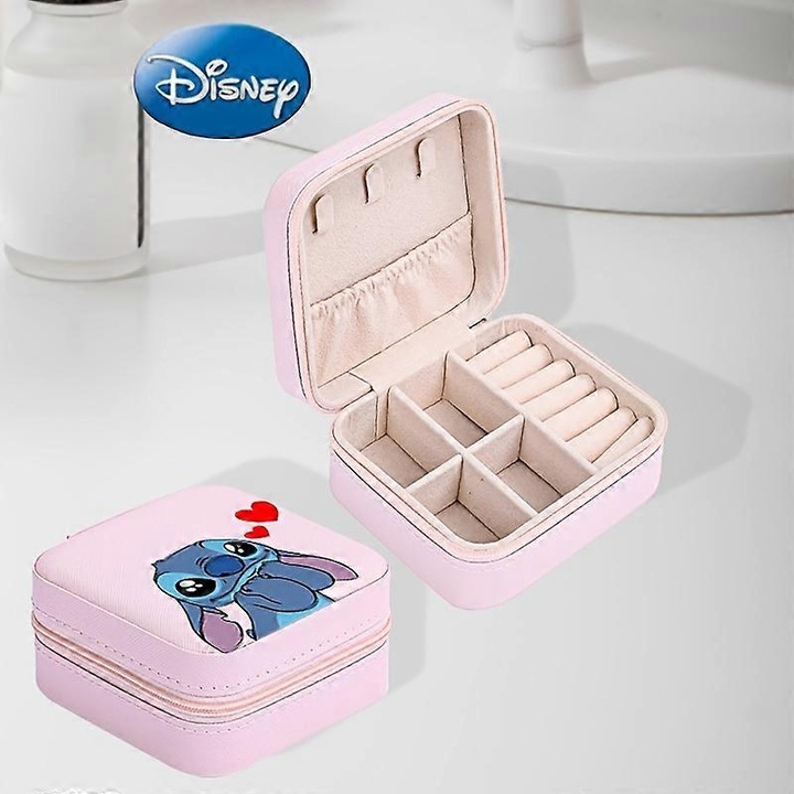 Cutie bijuterii, Mini Stitch, design dragut, material PU, dimensiuni portabile