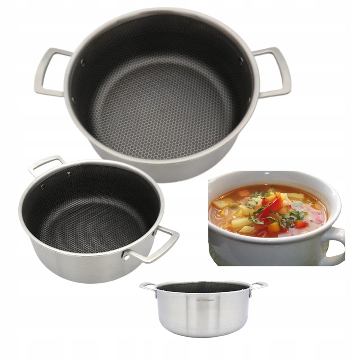 Masterpan 26cm rozsdamentes acél serpenyő, méhsejt szerkezet, 2,5mm, tapadásmentes, polírozott