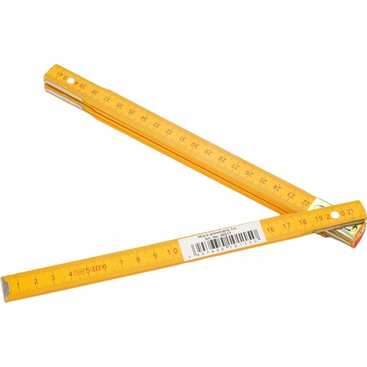 Ruleta de masurare din lemn Dani, 1m, cu elemente metalice, pentru lucrari de constructie si bricolaj