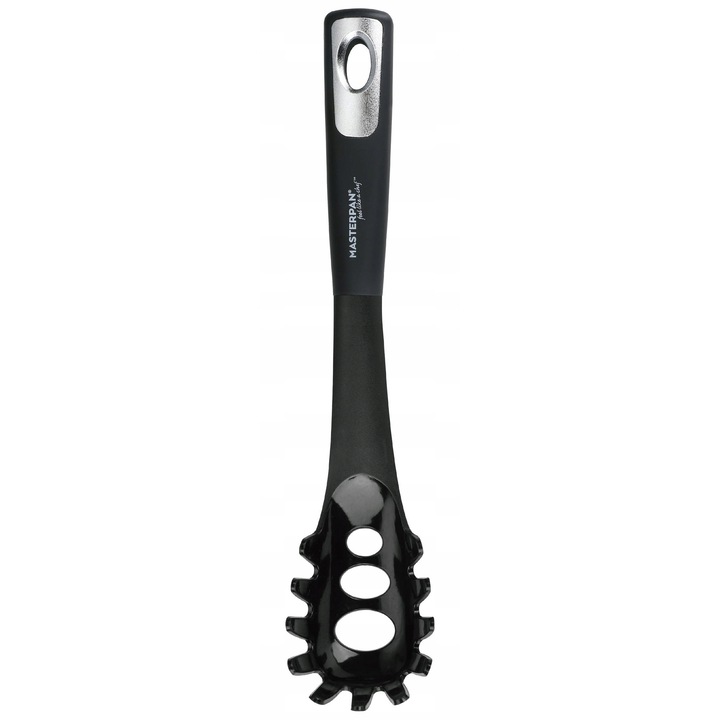 Polonic de macaroane Masterpan, PBT, negru cu accente argintii, ergonomic, rezistent la temperaturi ridicate
