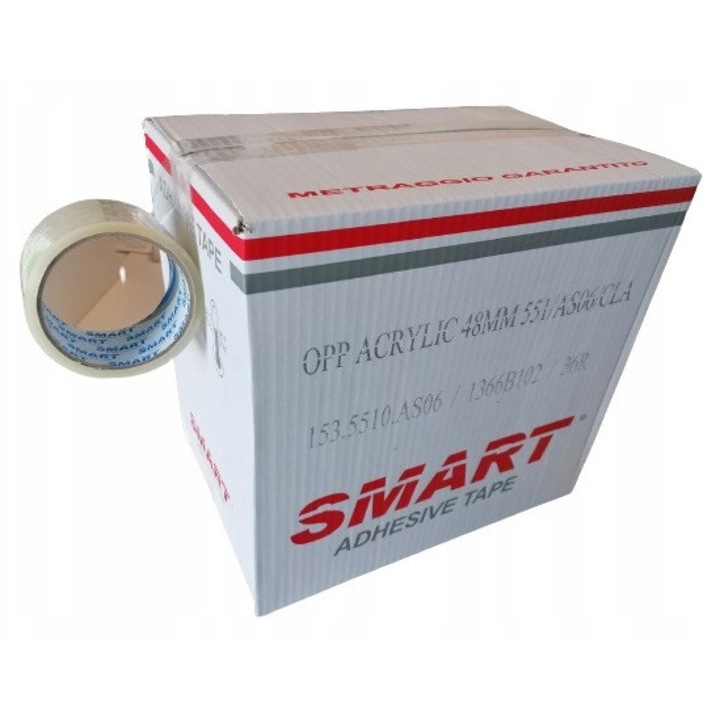 Banda adeziva SMART 48mm x 45,7m transparenta set 36 bucati