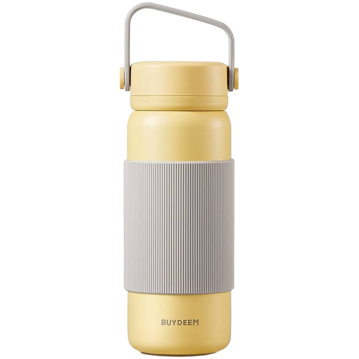 Termos cu zaparzacz 400 ml, Mellow Yellow, design ergonomic, inox
