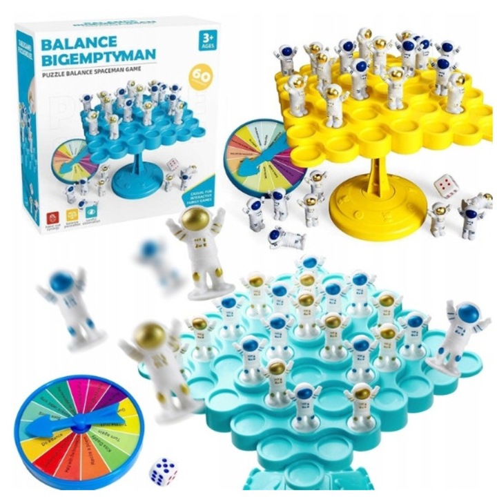 Joc educativ Balansare Astronauti, 60 elemente, 3+, 13x13x12cm, multicolor