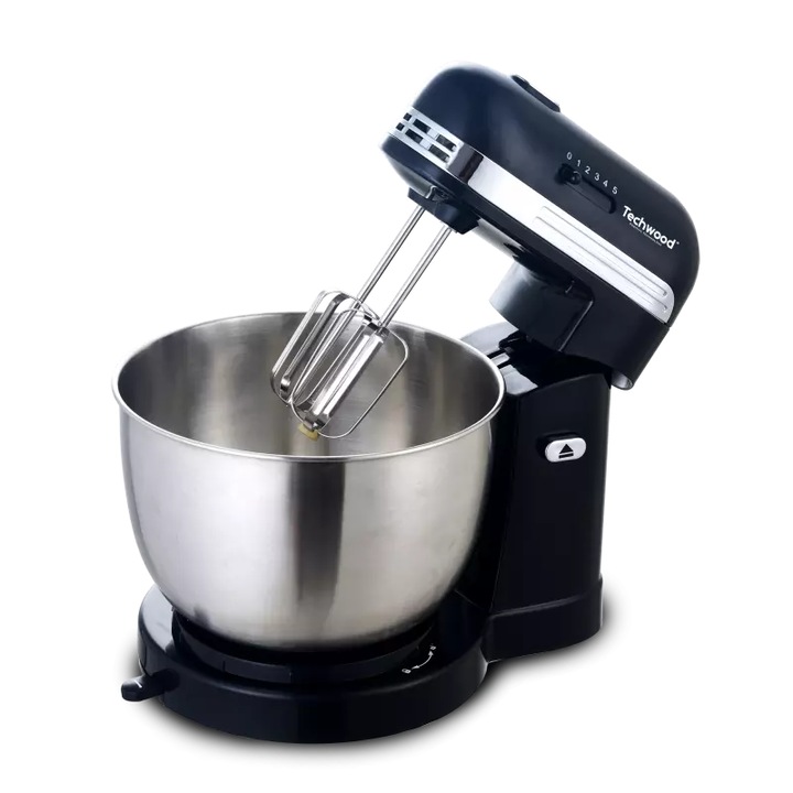 Mixer cu bol Techwood TMB-356, 3.5L, inox, 5 viteze, 350W