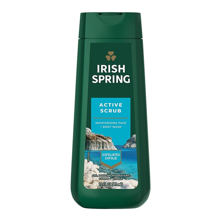 Radírozó tusfürdő, Irish Spring, Active Scrub, 591 ml, parabénmentes, ftalátmentes