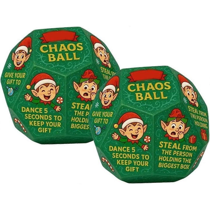 2 kockából álló készlet karácsonyi játékokhoz, 12 oldalú, 8x8 cm, többszínű