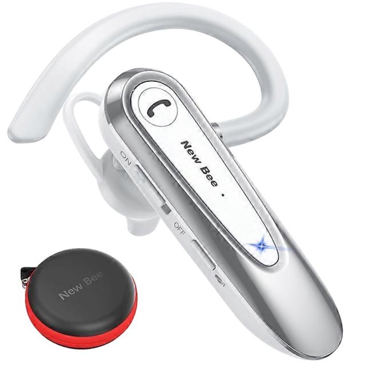 Casca Wireless New Bee B45 Bluetooth 5.0, reducere zgomot, argintiu