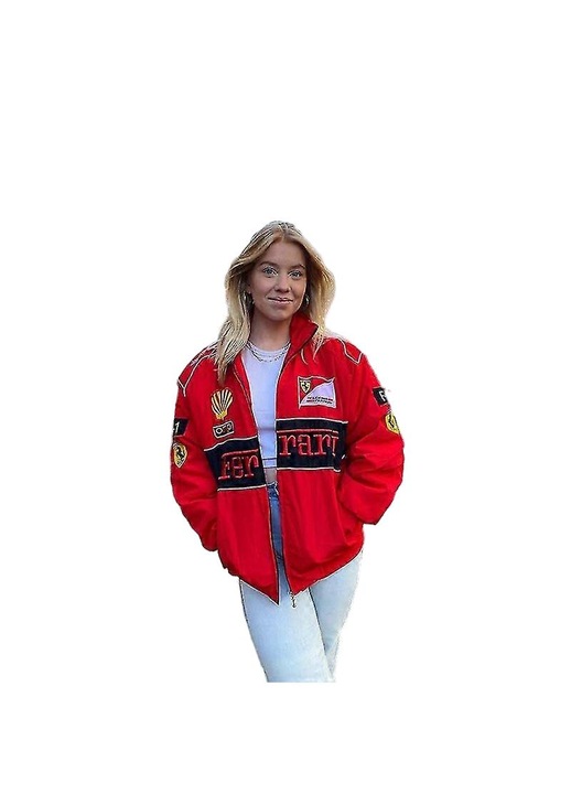 Női dzseki, Red Racing Bull F1 hímzéssel, pamut és poliészter, piros