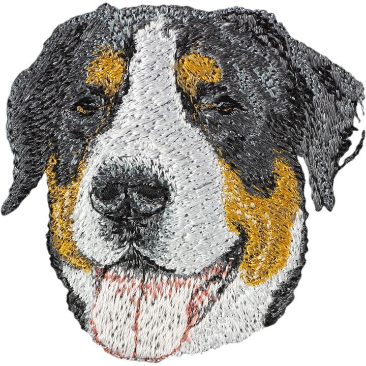 Бродирана апликация с куче Голямо швейцарско планинско куче, уникална декорация, 10x10см, многоцветна