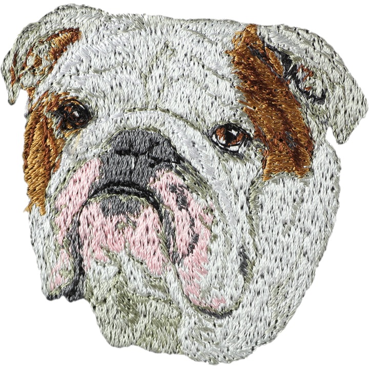 Pachet brodat Bulldog, decorare unica pentru rucsac, 100 rase disponibile, multicolor, dimensiuni variate