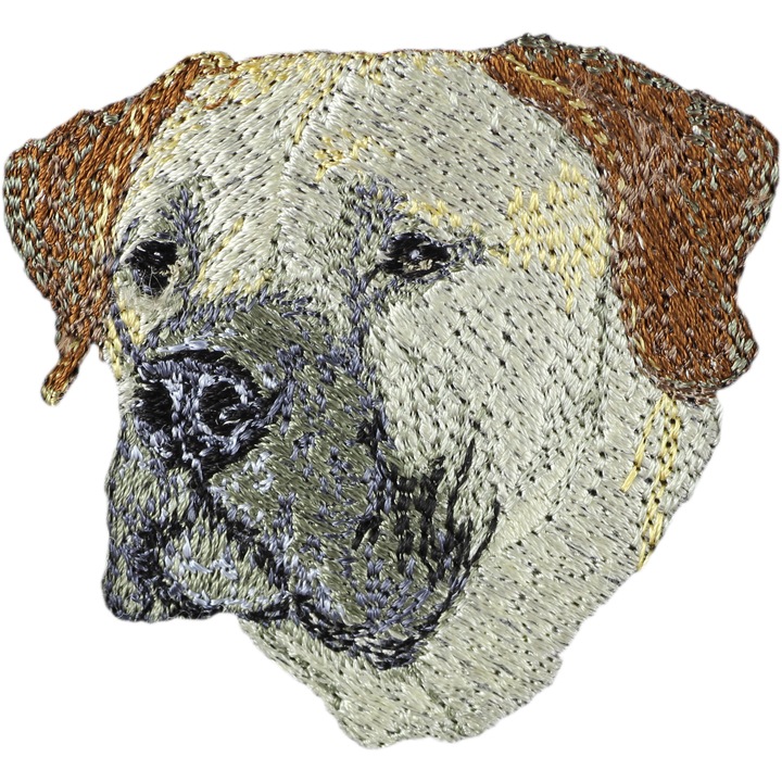 Pachet brodat Boerboel, patch caine, decorare unica, multicolor, 10x10cm