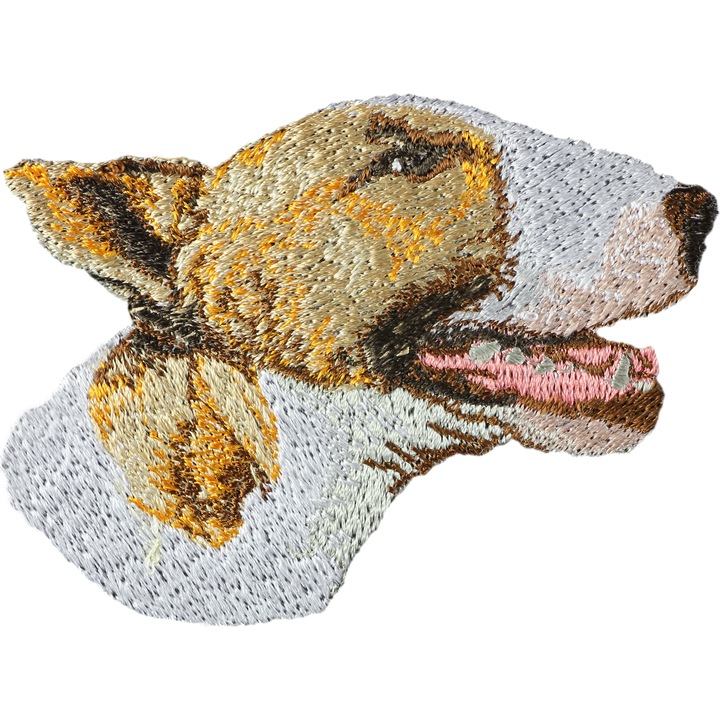 Pachet brodat Bull Terrier, decorare unica pentru rucsac, 100 rase disponibile, multicolor, dimensiuni variate