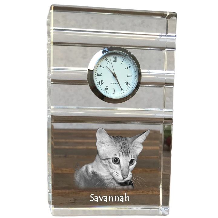 Díszóra Art-Dog, kristály, macskafajta fotóval, 14,5x6,5x4cm, Átlátszó