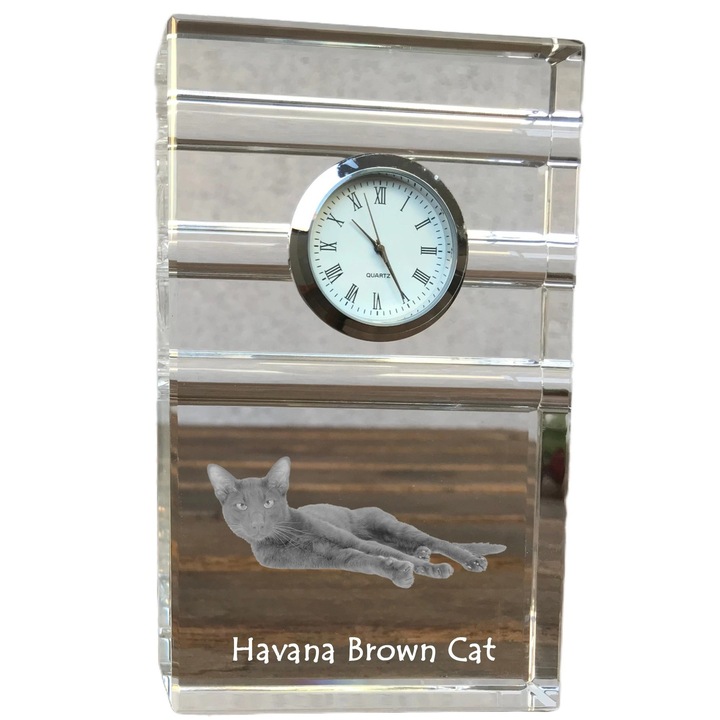 Ceas decorativ Art-Dog, cristal, fotografie rasa de catel, 14,5x6,5x4cm, Transparent