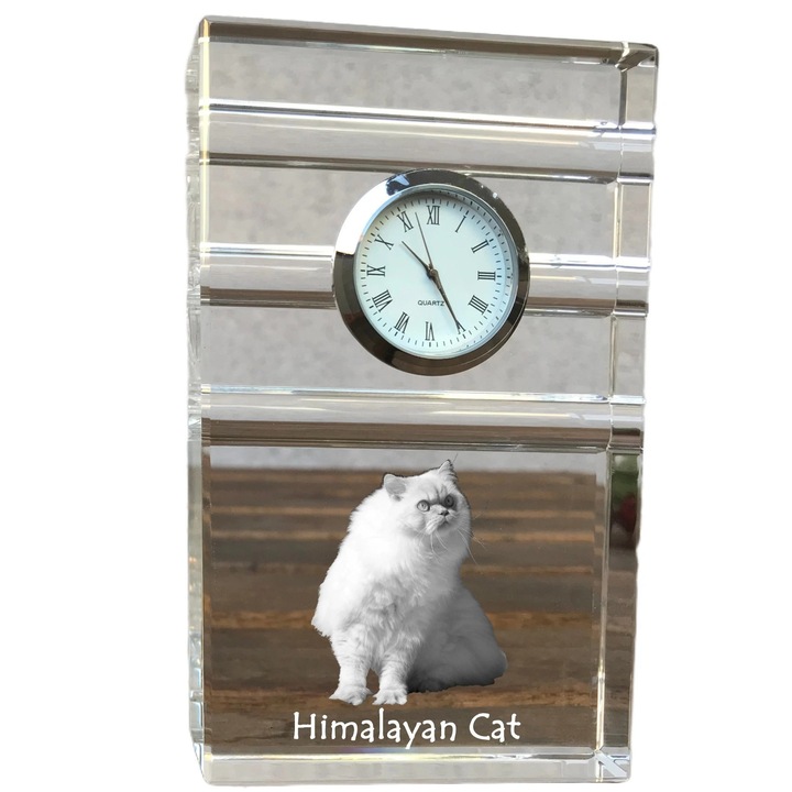 Ceas decorativ Art-Dog, cristal, fotografie rasa de catel, 14,5x6,5x4cm, Transparent