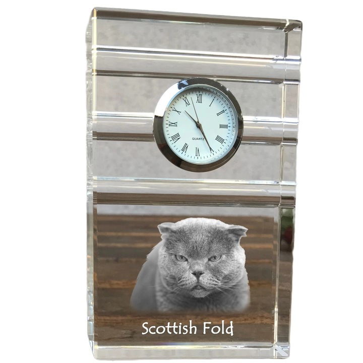 Ceas decorativ, Art-Dog, cristal, personalizat cu fotografie, 14x8,6x2,4cm