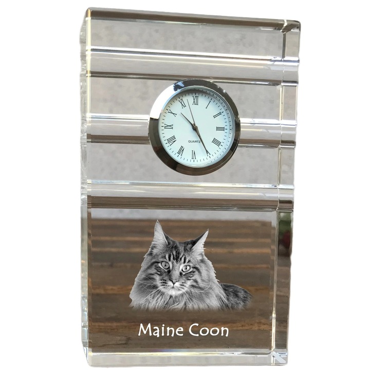 Ceas decorativ din cristal cu fotografie personalizata, 14x8,6x2,4cm, Art-Dog