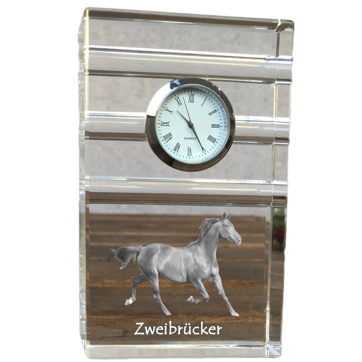 Ceas decorativ, Art-Dog, cristal, personalizat cu fotografie, 14x8,6x2,4cm