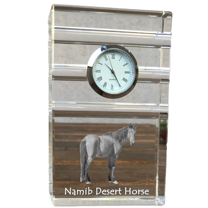 Ceas decorativ Art-Dog, cristal, fotografie rasa de catel, 14,5x6,5x4cm, Transparent