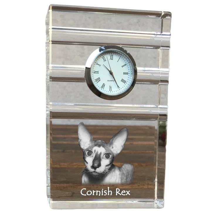 Ceas decorativ, Art-Dog, cristal, personalizat cu fotografie, 14x8,6x2,4cm
