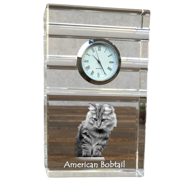 Dekoratív kristályóra, Art-Dog, személyre szabott fényképpel, 14x8,6x2,4cm