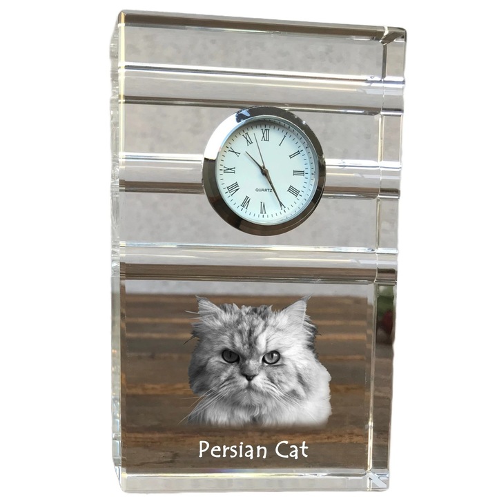 Ceas decorativ din cristal cu fotografie personalizata, 14x8,6x2,4cm, Art-Dog