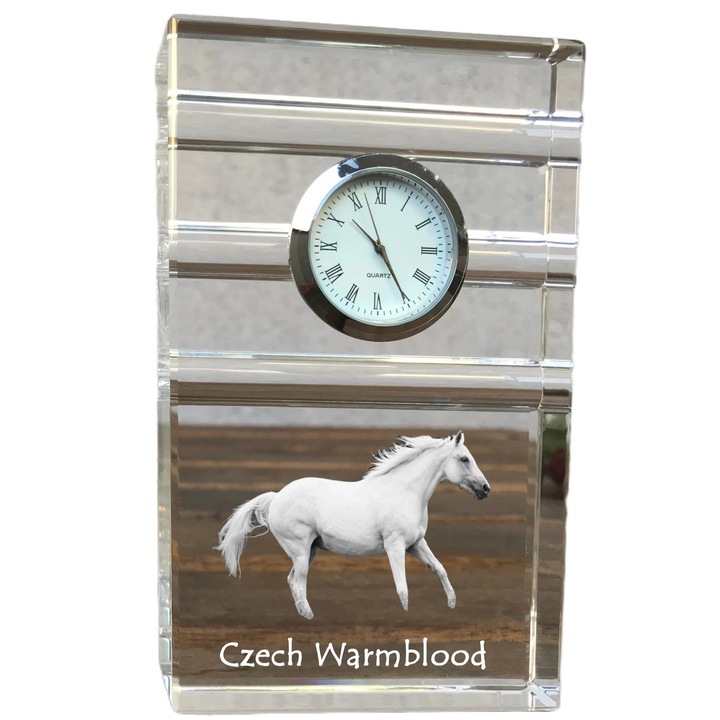 Ceas decorativ, Art-Dog, cristal, personalizat cu fotografie, 14x8,6x2,4cm