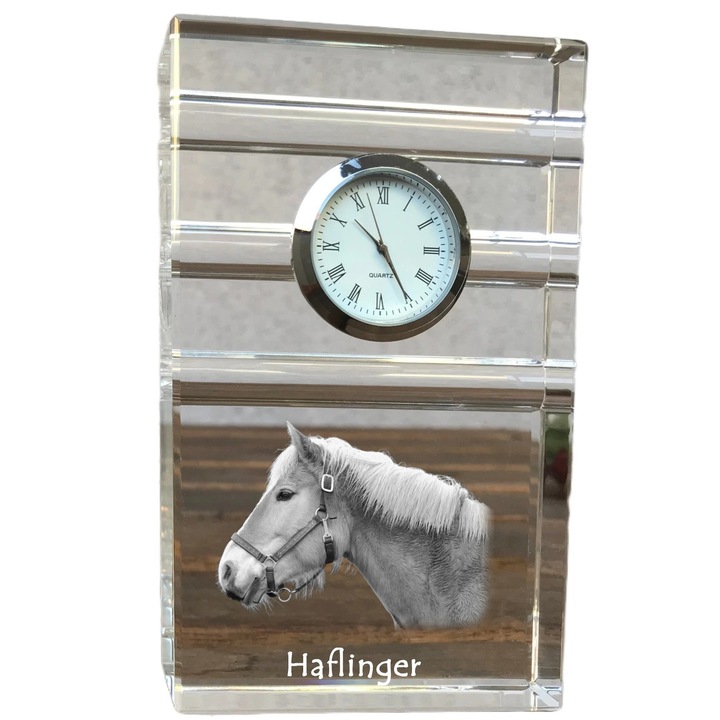 Ceas decorativ, Art-Dog, cristal, personalizat cu fotografie, 14x8,6x2,4cm