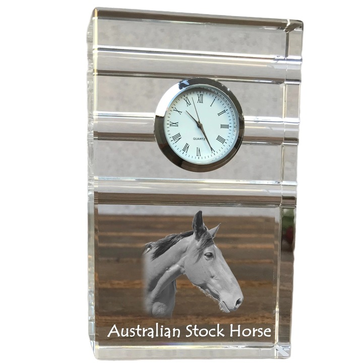 Ceas decorativ din cristal, Art-Dog, cu fotografie personalizata, 14x8,6x2,4cm