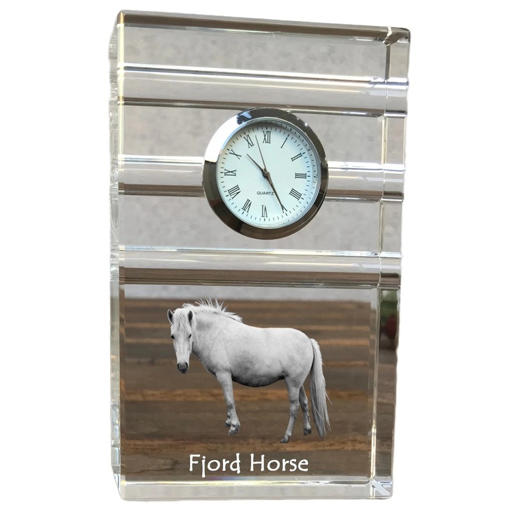 Ceas decorativ din cristal, Art-Dog, personalizat cu fotografie, 14x8,6x2,4cm